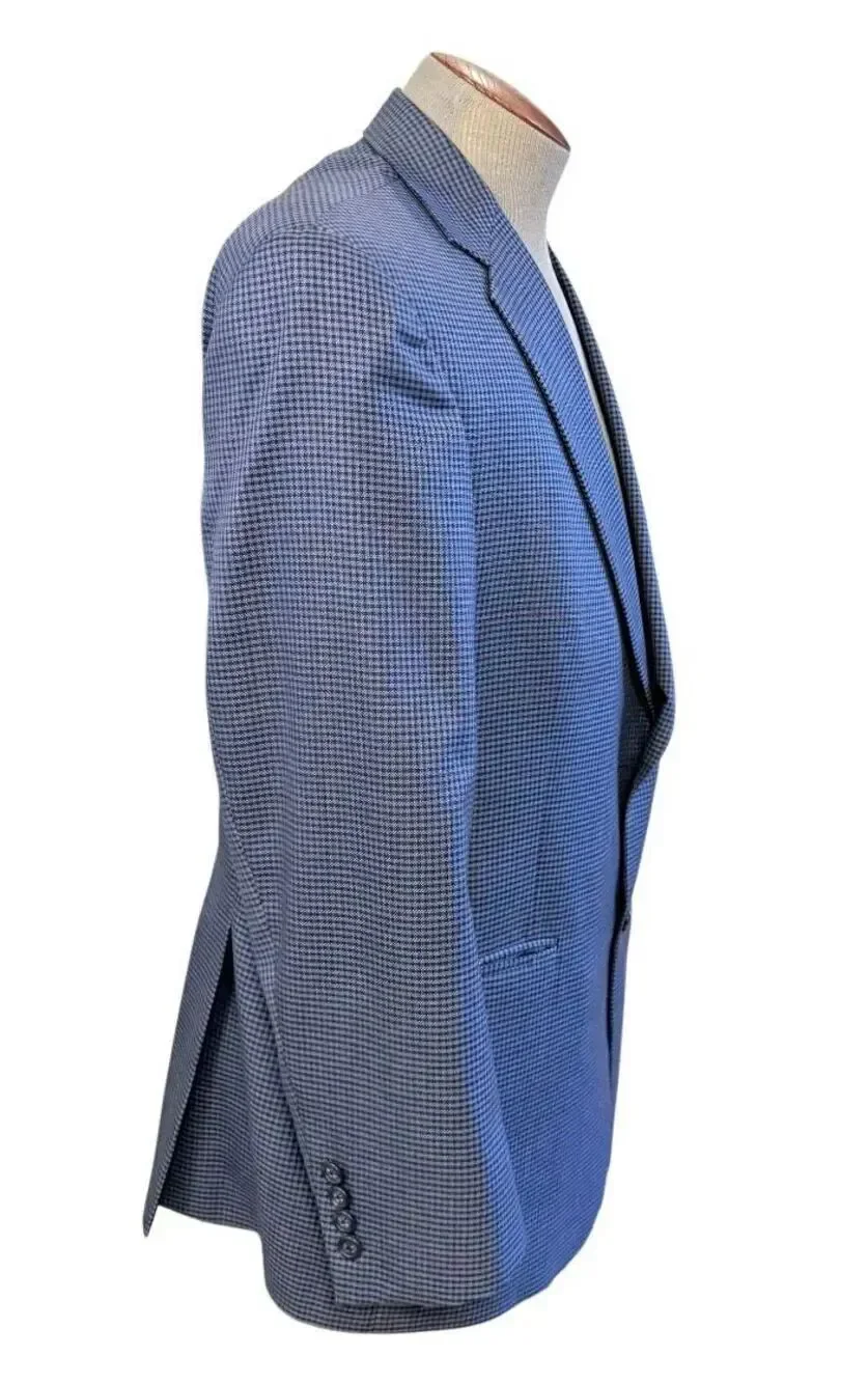 Hart Schaffner Marx Two-Button Blazer/Sport Coat Blue Micro-Houndstooth 42S